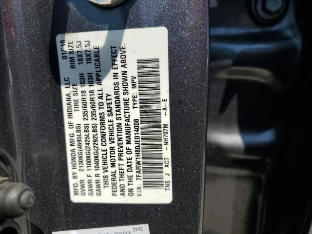 7FARW1H80JE014008 - 2018 HONDA CR-V EXL GRAY photo 13