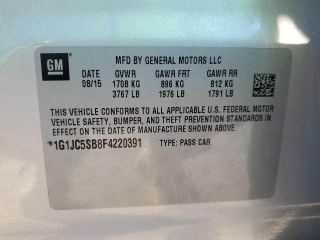 1G1JC5SB8F4220391 - 2015 CHEVROLET SONIC LT SILVER photo 12