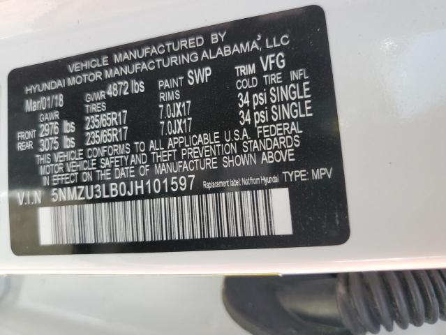 5NMZU3LB0JH101597 - 2018 HYUNDAI SANTA FE S 白色 照片 14