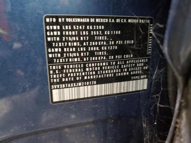 3VV3B7AXXJM210178 - 2018 VOLKSWAGEN TIGUAN SE Mavi foto 12