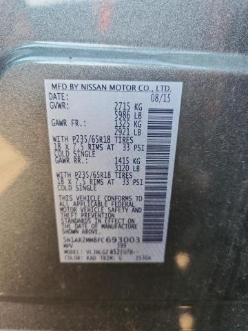 5N1AR2MM8FC693003 - 2015 NISSAN PATHFINDER S Մոխրագույն լուսանկար 13