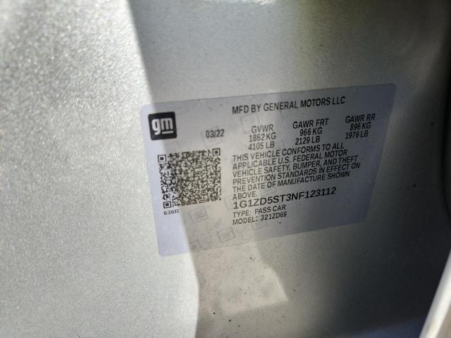 1G1ZD5ST3NF123112 - 2022 CHEVROLET MALIBU LT 银色 照片 12