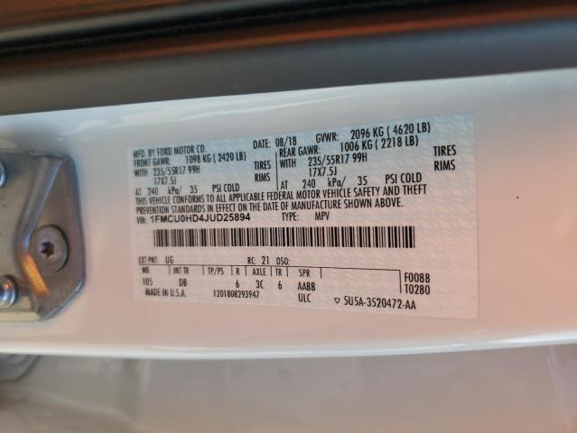 1FMCU0HD4JUD25894 - 2018 FORD ESCAPE SEL Ağ foto 13