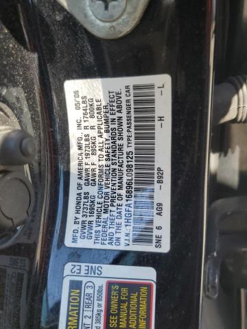 1HGFA16896L098125 - 2006 HONDA CIVIC EX BLACK photo 12