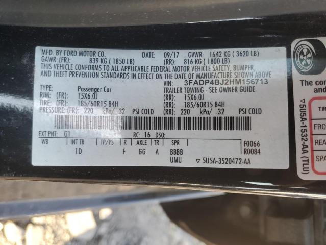 3FADP4BJ2HM156713 - 2017 FORD FIESTA SE შავი ფოტო 12