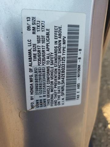 5FNRL5H42EB033125 - 2014 HONDA ODYSSEY EX SILVER photo 12