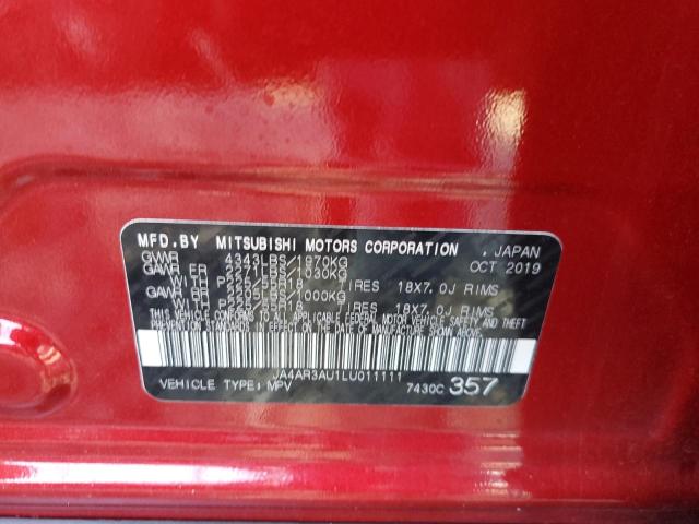 JA4AR3AU1LU011111 - 2020 MITSUBISHI OUTLANDER ES RED photo 13