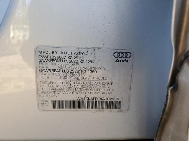 WA1CKAFP9AA102954 - 2010 AUDI Q5 PREMIUM SILVER photo 12