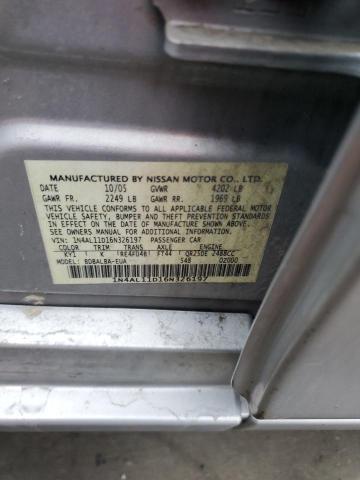 1N4AL11D16N326197 - 2006 NISSAN ALTIMA S SILVER photo 12