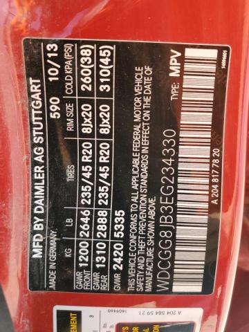 WDCGG8JB3EG234330 - 2014 MERCEDES-BENZ GLK 350 4MATIC RED photo 14