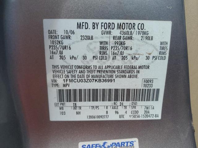 1FMCU03Z07KB36991 - 2007 FORD ESCAPE XLT GRAY photo 13