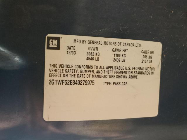 2G1WF52E849279975 - 2004 CHEVROLET IMPALA BLUE photo 13