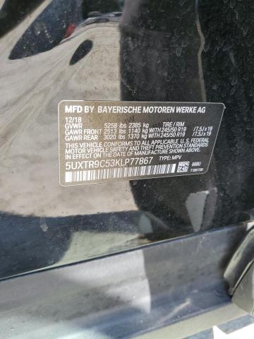 5UXTR9C53KLP77867 - 2019 BMW X3 XDRIVE30I BLACK photo 14