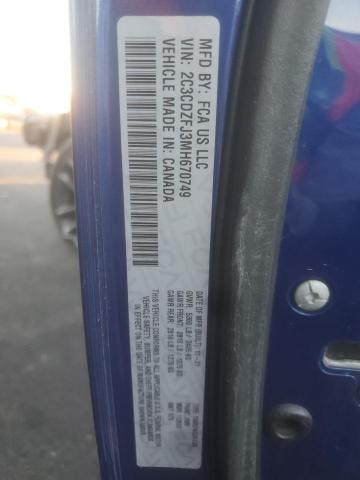 2C3CDZFJ3MH670749 - 2021 DODGE CHALLENGER R/T SCAT PACK BLUE photo 13