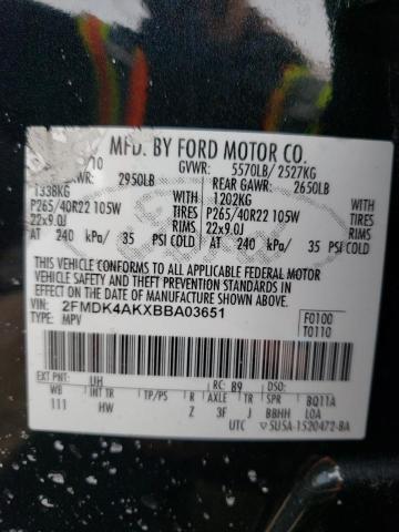 2FMDK4AKXBBA03651 - 2011 FORD EDGE SPORT CHARCOAL photo 13