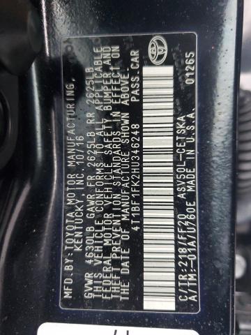 4T1BF1FK2HU346248 - 2017 TOYOTA CAMRY LE შავი ფოტო 12