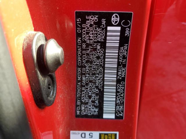 JTDZN3EU2FJ024390 - 2015 TOYOTA PRIUS V RED photo 12