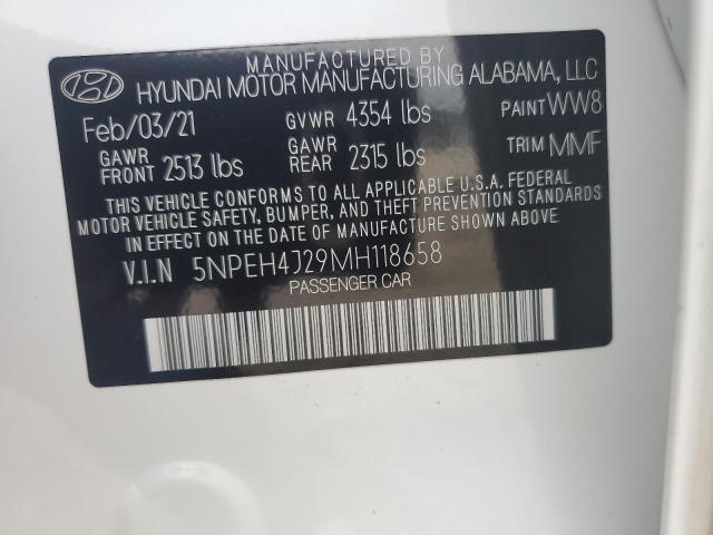 5NPEH4J29MH118658 - 2021 HYUNDAI SONATA LIMITED WHITE photo 12