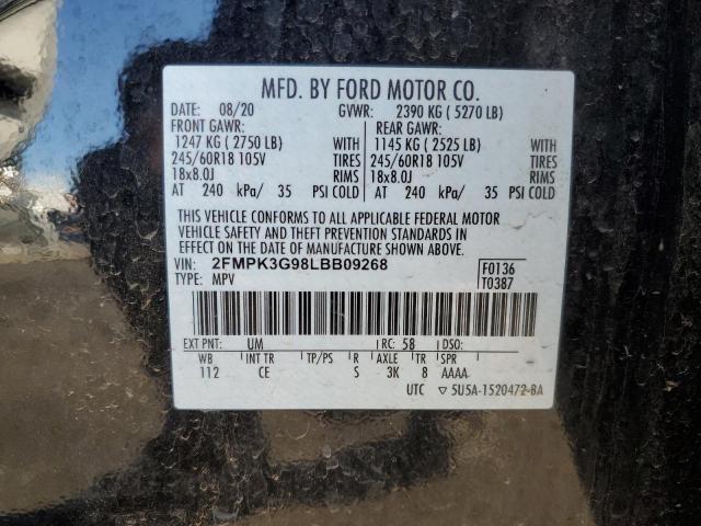 2FMPK3G98LBB09268 - 2020 FORD EDGE SE BLACK photo 14