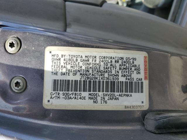 JT2BG28K1X0361939 - 1999 TOYOTA CAMRY LE GRAY photo 12