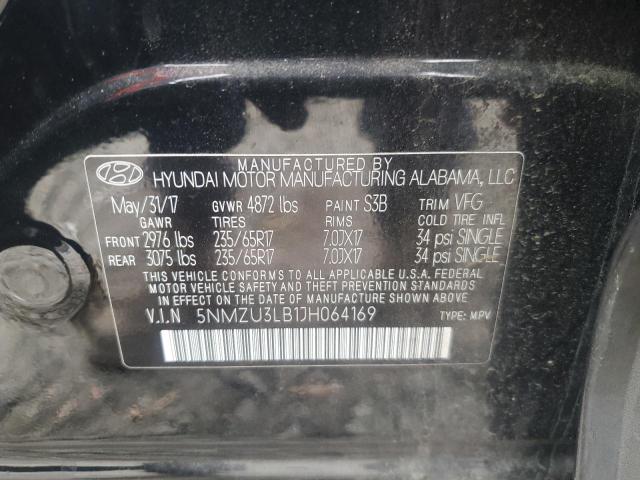 5NMZU3LB1JH064169 - 2018 HYUNDAI SANTA FE S BLACK photo 13