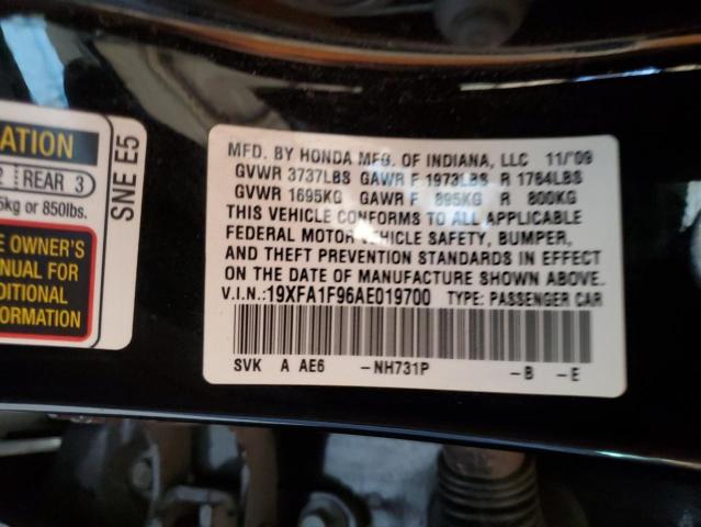 19XFA1F96AE019700 - 2010 HONDA CIVIC EXL 黑色 照片 12