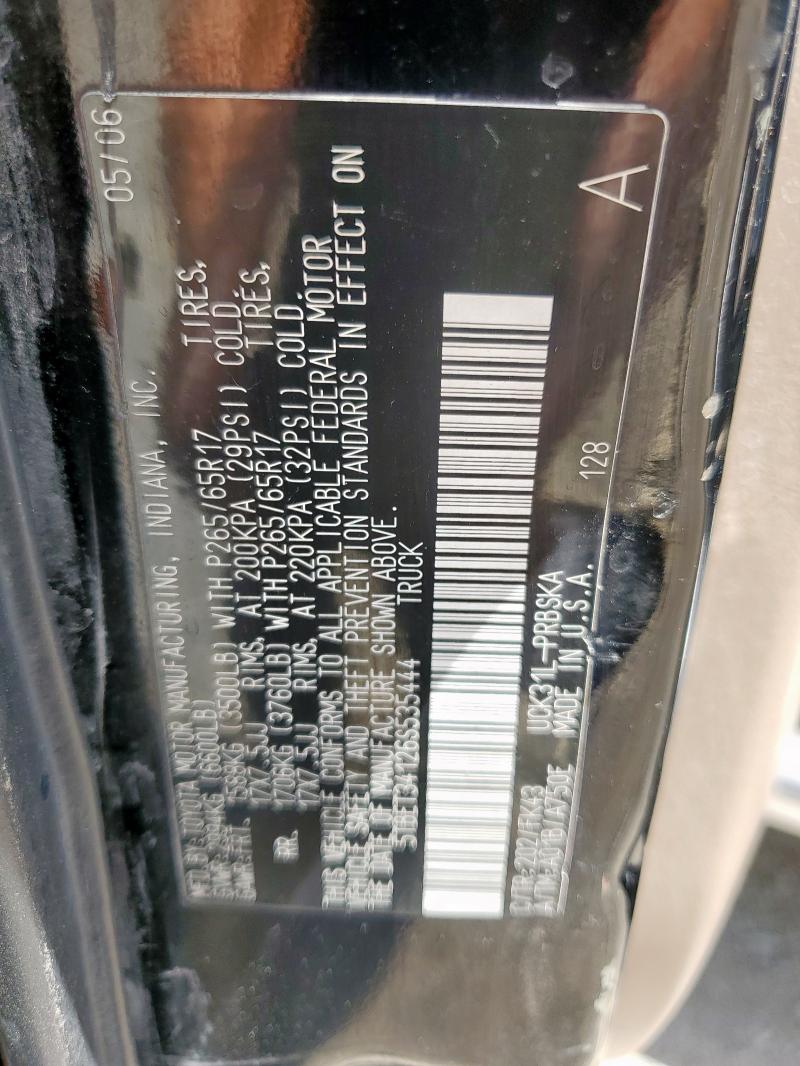 5TBET34126S535444 - 2006 TOYOTA TUNDRA DOUBLE CAB SR5 BLACK photo 12