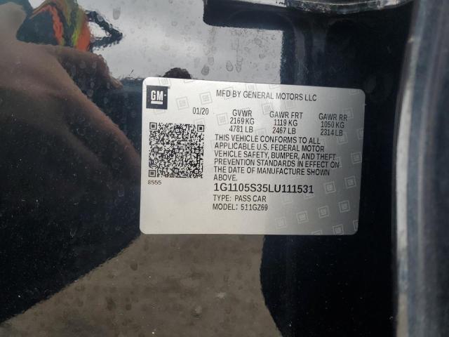 1G1105S35LU111531 - 2020 CHEVROLET IMPALA PREMIER 黑色 照片 12