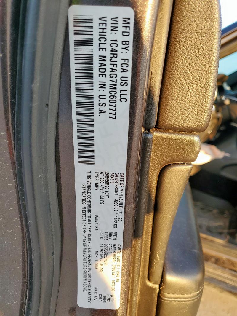 1C4RJFAG7MC607777 - 2021 JEEP GRAND CHER LAREDO 石墨色 照片 12