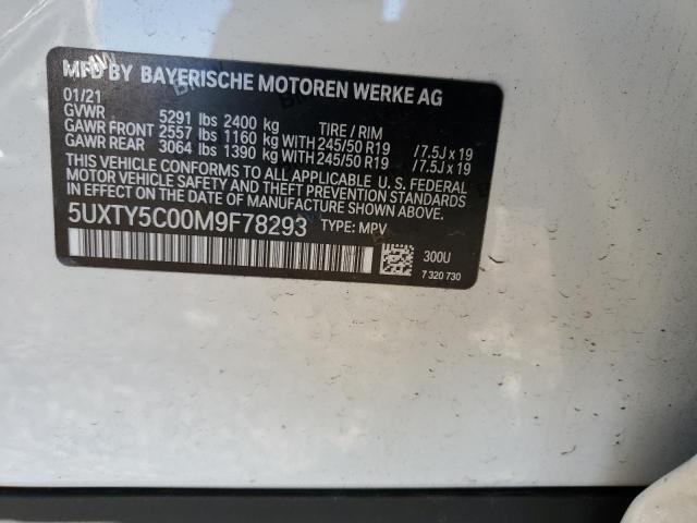 5UXTY5C00M9F78293 - 2021 BMW X3 XDRIVE30I WHITE photo 13