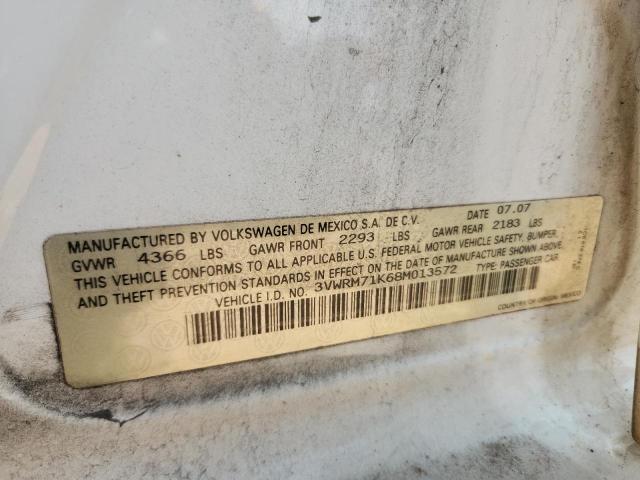 3VWRM71K68M013572 - 2008 VOLKSWAGEN JETTA SE WHITE photo 12