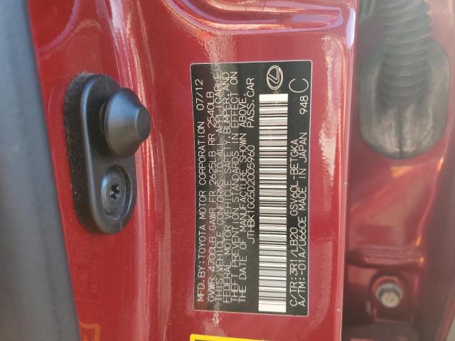 JTHBK1GG5D2005960 - 2013 LEXUS ES 350 RED photo 12