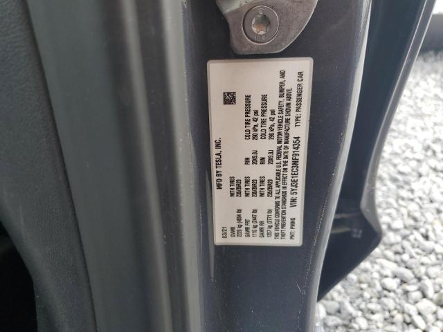5YJ3E1EC3MF914354 - 2021 TESLA MODEL 3 GRAY photo 12