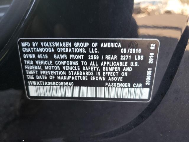 1VWAT7A36GC059640 - 2016 VOLKSWAGEN PASSAT S BLACK photo 13