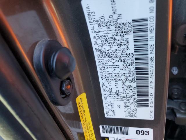 3TMJU4GN3EM161979 - 2014 TOYOTA TACOMA DOUBLE CAB PRERUNNER BROWN photo 12