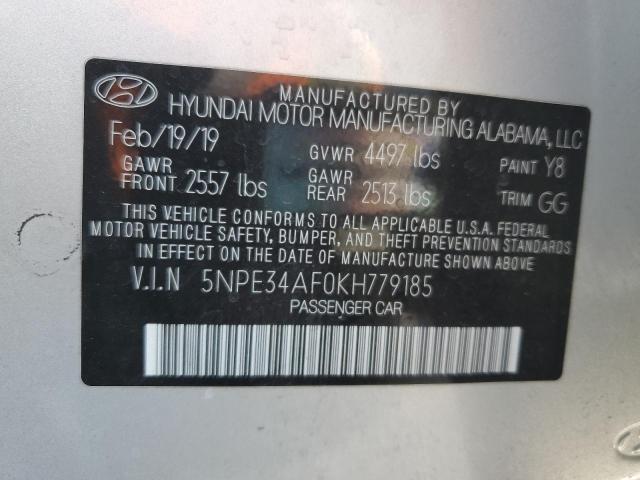 5NPE34AF0KH779185 - 2019 HYUNDAI SONATA LIMITED ვერცხლისფერი ფოტო 13