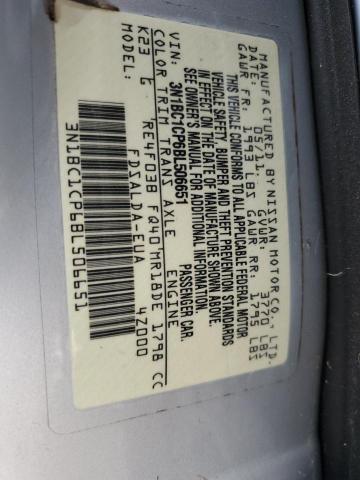 3N1BC1CP6BL506651 - 2011 NISSAN VERSA S SILVER photo 12