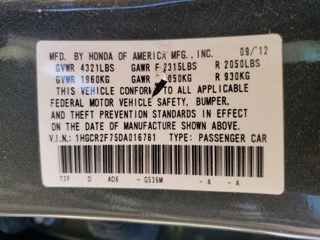1HGCR2F75DA016781 - 2013 HONDA ACCORD EX CHARCOAL photo 13