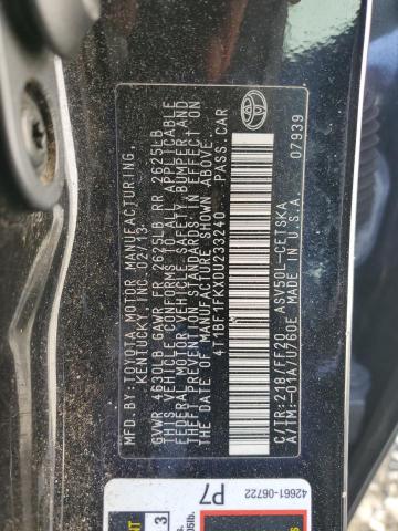 4T1BF1FKXDU233240 - 2013 TOYOTA CAMRY L BLACK photo 12