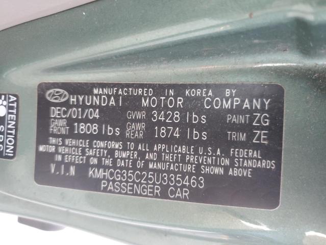 KMHCG35C25U335463 - 2005 HYUNDAI ACCENT GS GREEN photo 12