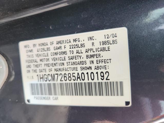 1HGCM72685A010192 - 2005 HONDA ACCORD EX Grau Foto 12