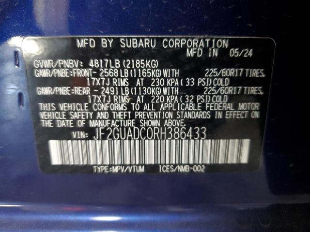 JF2GUADC0RH386433 - 2024 SUBARU CROSSTREK PREMIUM BLUE photo 13