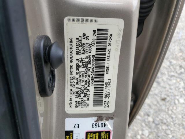 1NXBU40EX9Z163045 - 2009 TOYOTA COROLLA BASE TAN photo 12