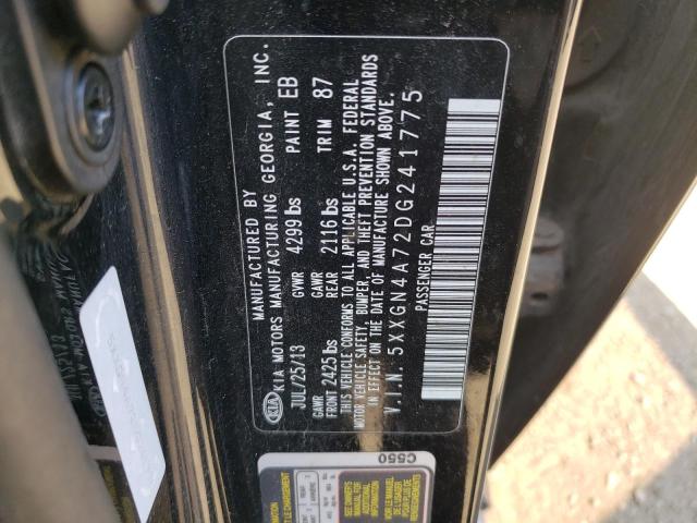 5XXGN4A72DG241775 - 2013 KIA OPTIMA EX BLACK photo 12