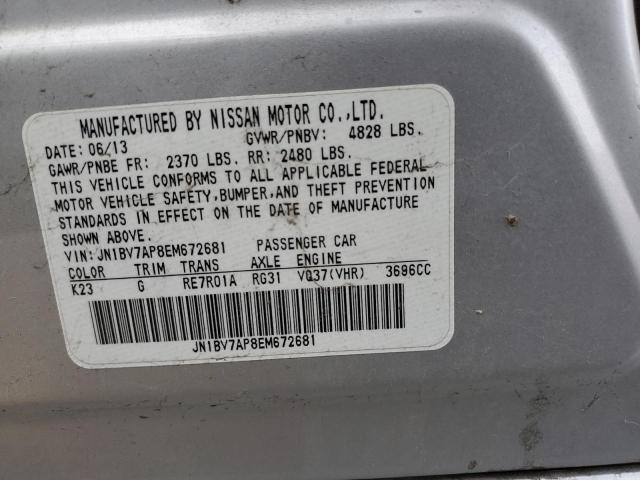 JN1BV7AP8EM672681 - 2014 INFINITI Q50 BASE SILVER photo 12