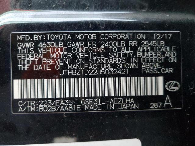 JTHBZ1D22J5032421 - 2018 LEXUS IS 350 CHARCOAL photo 13