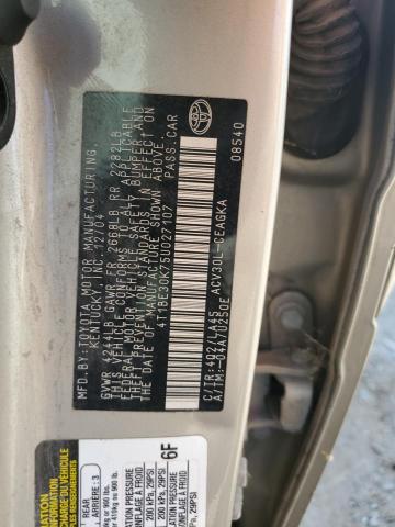4T1BE30K75U027107 - 2005 TOYOTA CAMRY LE 金色 照片 12