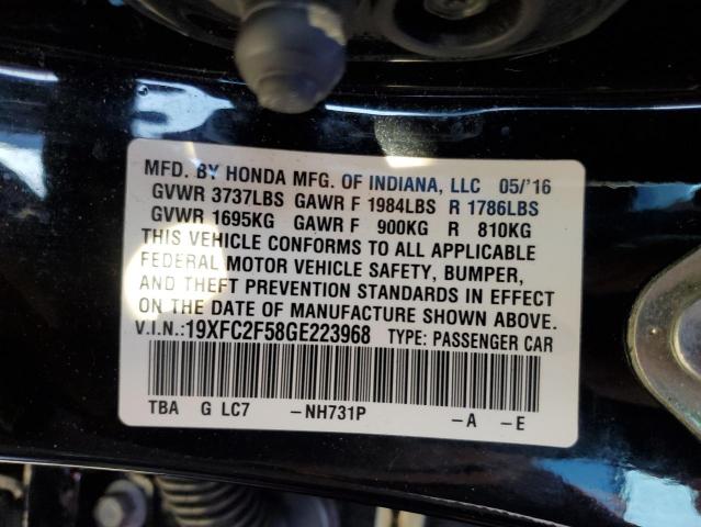 19XFC2F58GE223968 - 2016 HONDA CIVIC LX BLACK photo 13