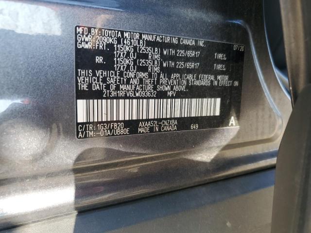 2T3H1RFV6LW093632 - 2020 TOYOTA RAV4 LE GRAY photo 13