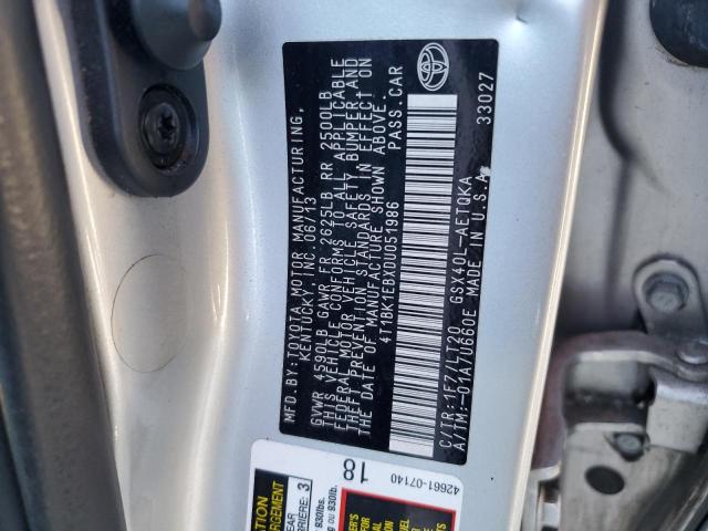 4T1BK1EBXDU051986 - 2013 TOYOTA AVALON BASE 银色 照片 12